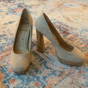 ELLE Sparkly Gold and Nude Heels